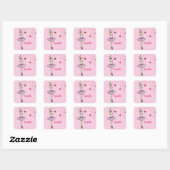 Ballerina met roze dress en Pointe Toe Shoes Vierkante Sticker (Vel)