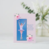 Ballerina met roze Hibiscus Flowers Briefkaart (Staand voorkant)