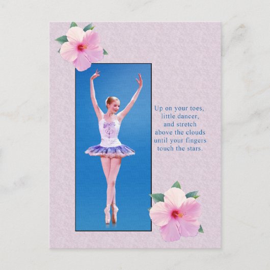 Ballerina met roze Hibiscus Flowers Briefkaart (Voorkant)