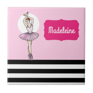 Ballerina met roze klep en tentoon tegeltje