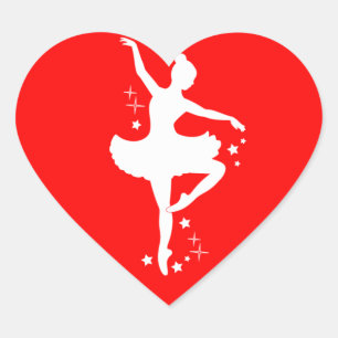 Ballerina met Sterren in Silhouet in Hart Sticker
