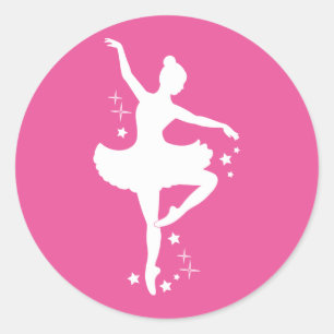 Ballerina met sterren in Silhouette Ronde Sticker