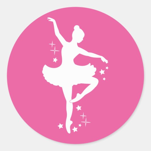Ballerina met Sterren in Silhouette Ronde Sticker (Voorkant)