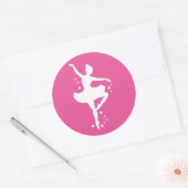 Ballerina met Sterren in Silhouette Ronde Sticker (Envelop)