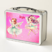Ballerina met vleugels metalen lunchbox (Achterkant)
