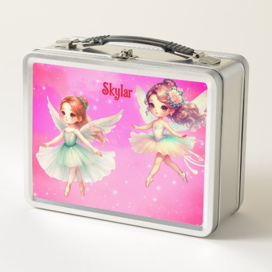 Ballerina met vleugels metalen lunchbox (Voorkant)