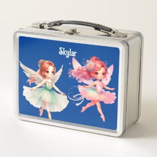 Ballerina met vleugels metalen lunchbox