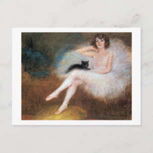 Ballerina met zwarte kat, Pierre Carrier-Belleuse Briefkaart