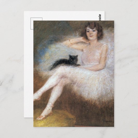 Ballerina met zwarte kat, Pierre Carrier-Belleuse Briefkaart (Voorkant / Achterkant)