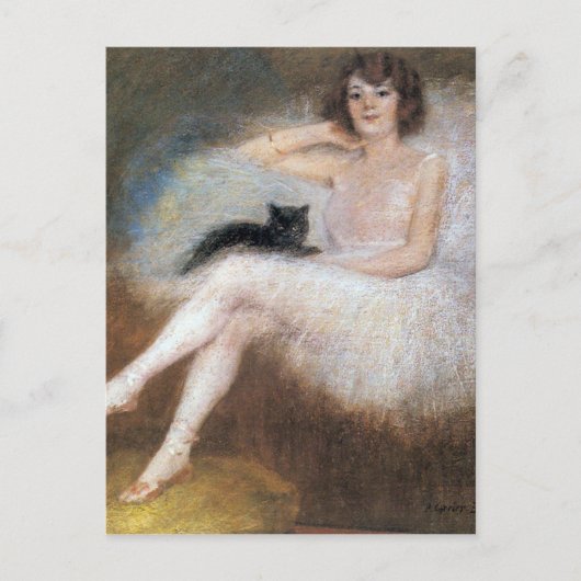 Ballerina met zwarte kat, Pierre Carrier-Belleuse Briefkaart (Voorkant)