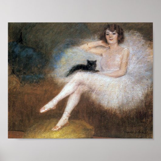 Ballerina met zwarte kat, Pierre Carrier-Belleuse Poster (Voorkant)