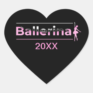 Ballerina - Minimale kunstkunst met ballet-dansere Hart Sticker