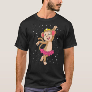 Ballerina Monkey Ballet Dancer Kinder Girls Baller T-shirt