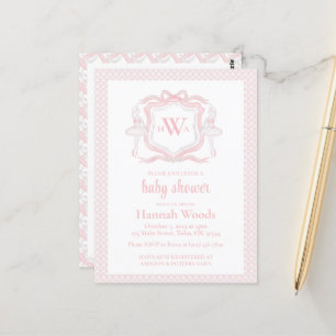 Ballerina Monogram Grandmillennial Baby shower Briefkaart