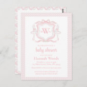 Ballerina Monogram Grandmillennial Baby shower Briefkaart (Voorkant / Achterkant)