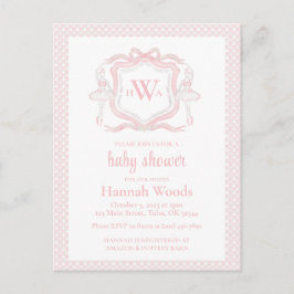 Ballerina Monogram Grandmillennial Baby shower Briefkaart