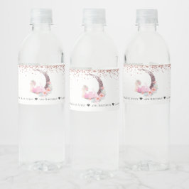 Ballerina Moon Glitter Birthday Personalized Waterfles Etiket