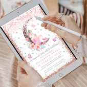 Ballerina Moon Pastel Pink Glitter Birthday Kaart