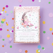 Ballerina Moon Pastel Pink Glitter Birthday Kaart