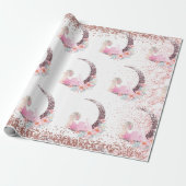 Ballerina Moon Pastel Pink Glitter Cadeaupapier (Uitgerold)