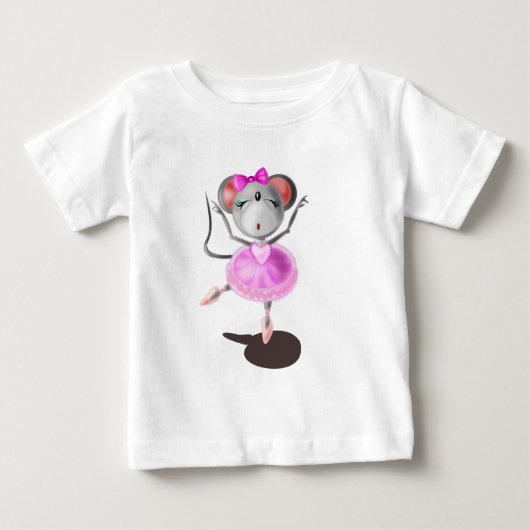 Ballerina Mouse Funny Baby T-shirt Balletdanser (Voorkant)