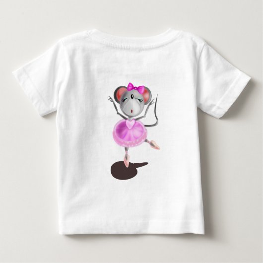 Ballerina Mouse Funny Baby T-shirt Balletdanser (Achterkant)