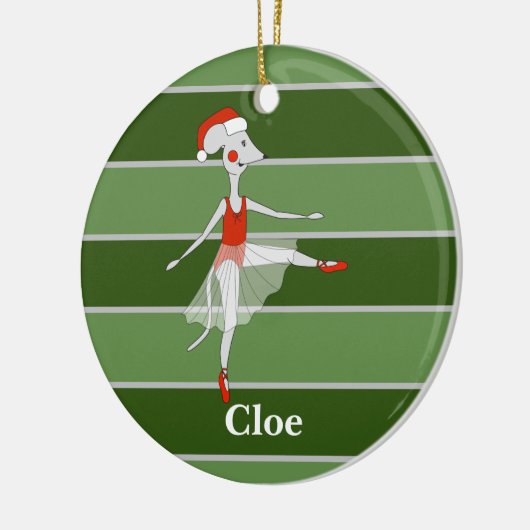 Ballerina Mouse - kerstman Keramisch Ornament (Links)
