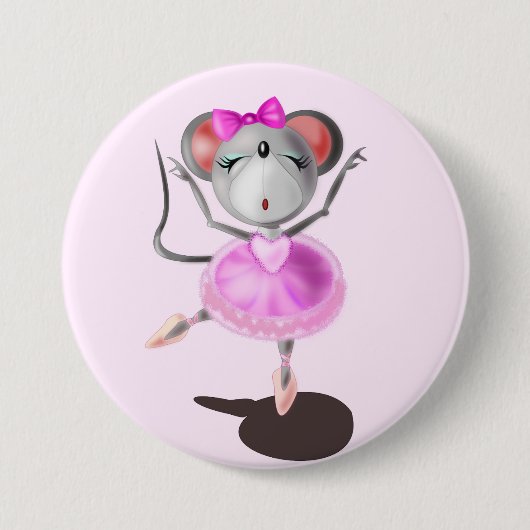 Ballerina Mouse Pink Button Ballet Dancer (Voorkant)