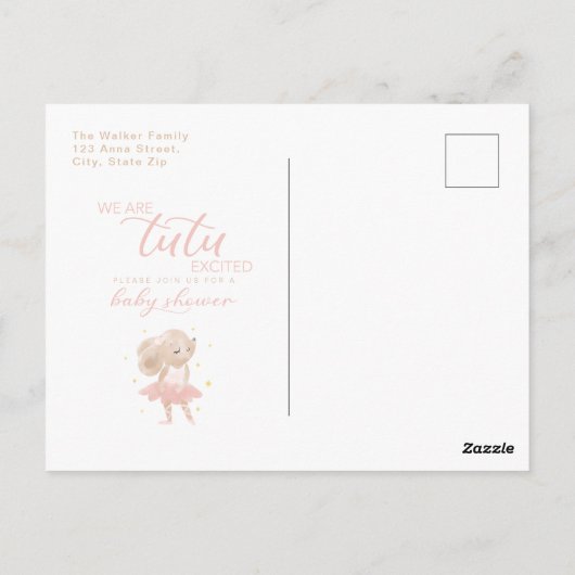 Ballerina Mouse Tutu Opgewonden Baby shower Briefkaart (Achterkant)