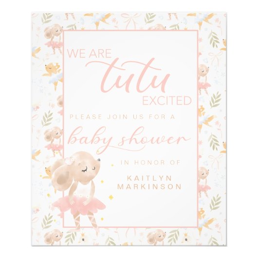 Ballerina Mouse Tutu Opgewonden Baby shower Foto Afdruk (Voorkant)