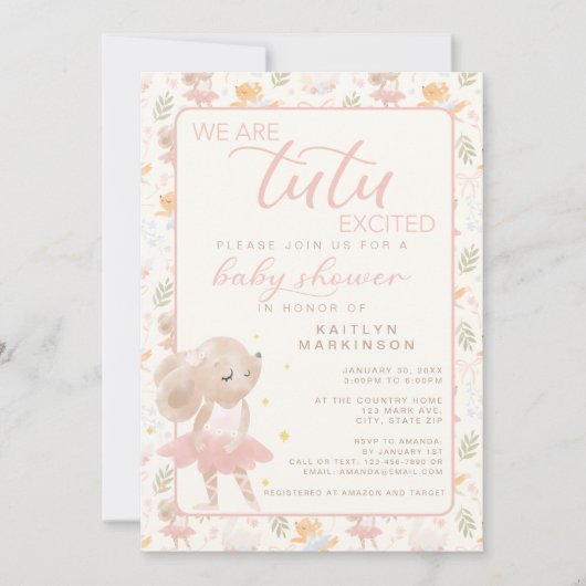 Ballerina Mouse Tutu Opgewonden Baby shower Kaart (Voorkant)