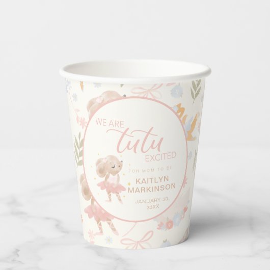 Ballerina Mouse Tutu Opgewonden Baby shower Papieren Bekers (Achterkant)