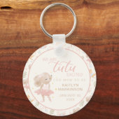 Ballerina Mouse Tutu Opgewonden Baby shower Sleutelhanger (Voorkant)