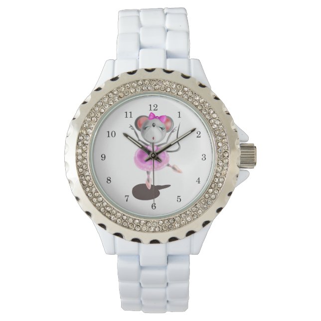 Ballerina Mouse Watch Fun Painting Horloge (Voorkant)