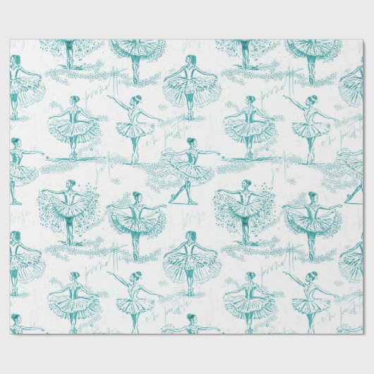 Ballerina Moves Pattern Blauwgroen ID738 Cadeaupapier (Vlak)