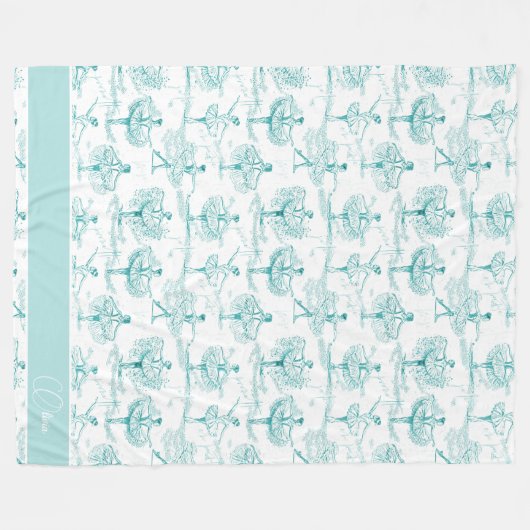 Ballerina Moves Pattern Blauwgroen ID738 Fleece Deken (Voorkant (Horizontaal))