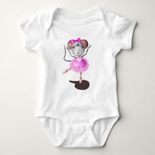 Ballerina Muis Grappig Baby Bodysuit (Voorkant)