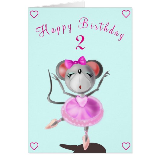 Ballerina Muis Verjaardagskaarten - (Voorkant)
