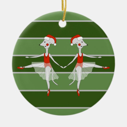 Ballerina Muizen Twins Kerstmis Special Keramisch Ornament (Voorkant)