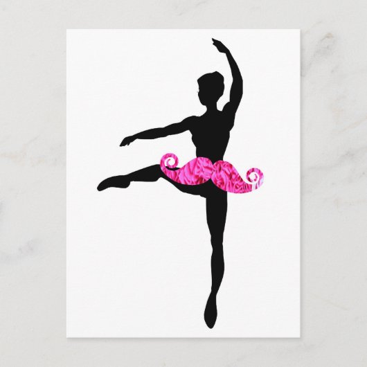 Ballerina Mustache Briefkaart (Voorkant)