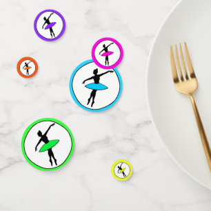 Ballerina Neon Ballet Dancer Silhouet Aqua Blue Confetti