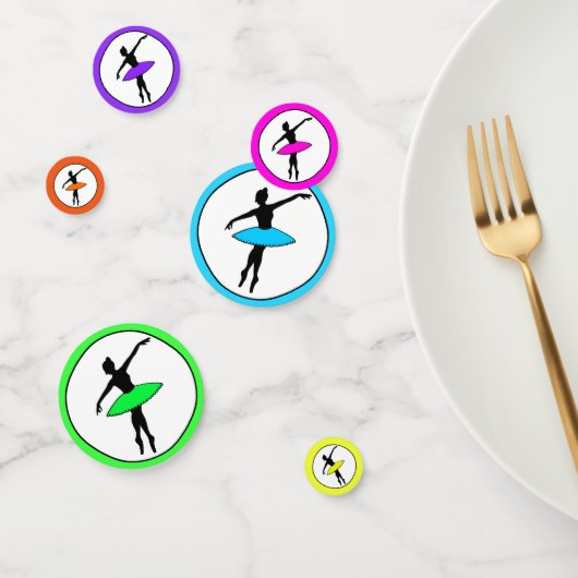 Ballerina Neon Ballet Dancer Silhouet Aqua Blue Confetti (Groep)