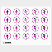 Ballerina Neon Ballet Dancer Silhouet Hot Pink Ronde Sticker (Vel)