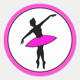 Ballerina Neon Ballet Dancer Silhouet Hot Pink Ronde Sticker