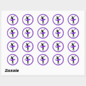 Ballerina Neon Ballet Danser Silhouet Paarse Ronde Sticker (Vel)