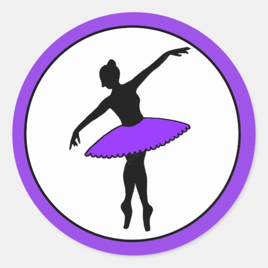 Ballerina Neon Ballet Danser Silhouet Paarse Ronde Sticker (Voorkant)