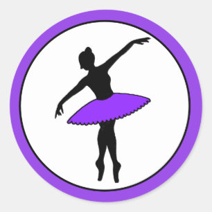 Ballerina Neon Ballet Danser Silhouet Paarse Ronde Sticker