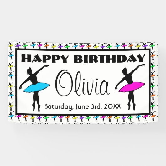 Ballerina Neon Ballet Dansers Dans Gelukkige Verja Spandoek (Horizontaal)