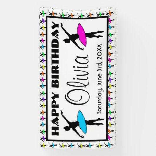 Ballerina Neon Ballet Dansers Dans Gelukkige Verja Spandoek (Verticaal)