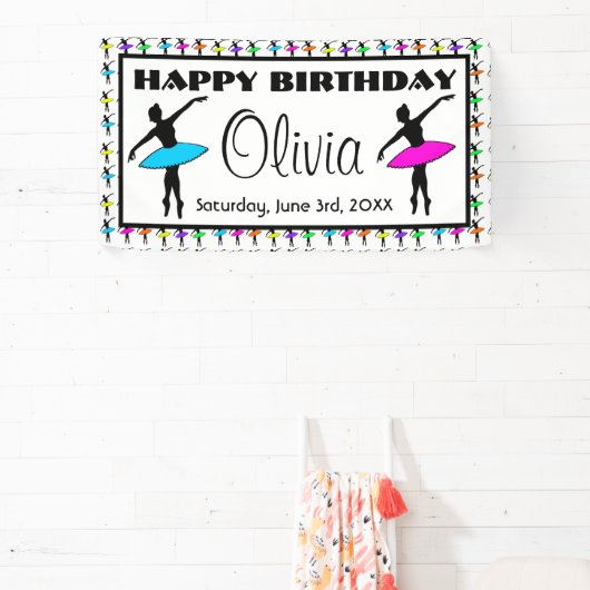 Ballerina Neon Ballet Dansers Dans Gelukkige Verja Spandoek (Insitu)